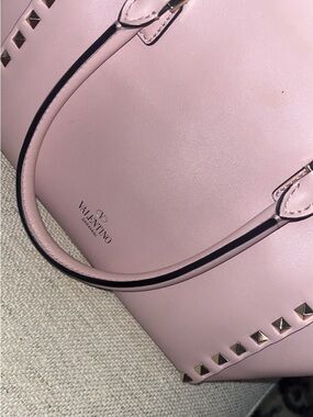 Valentino Garavani Blush Pink Leather Tote with Gold Pyramid Studs